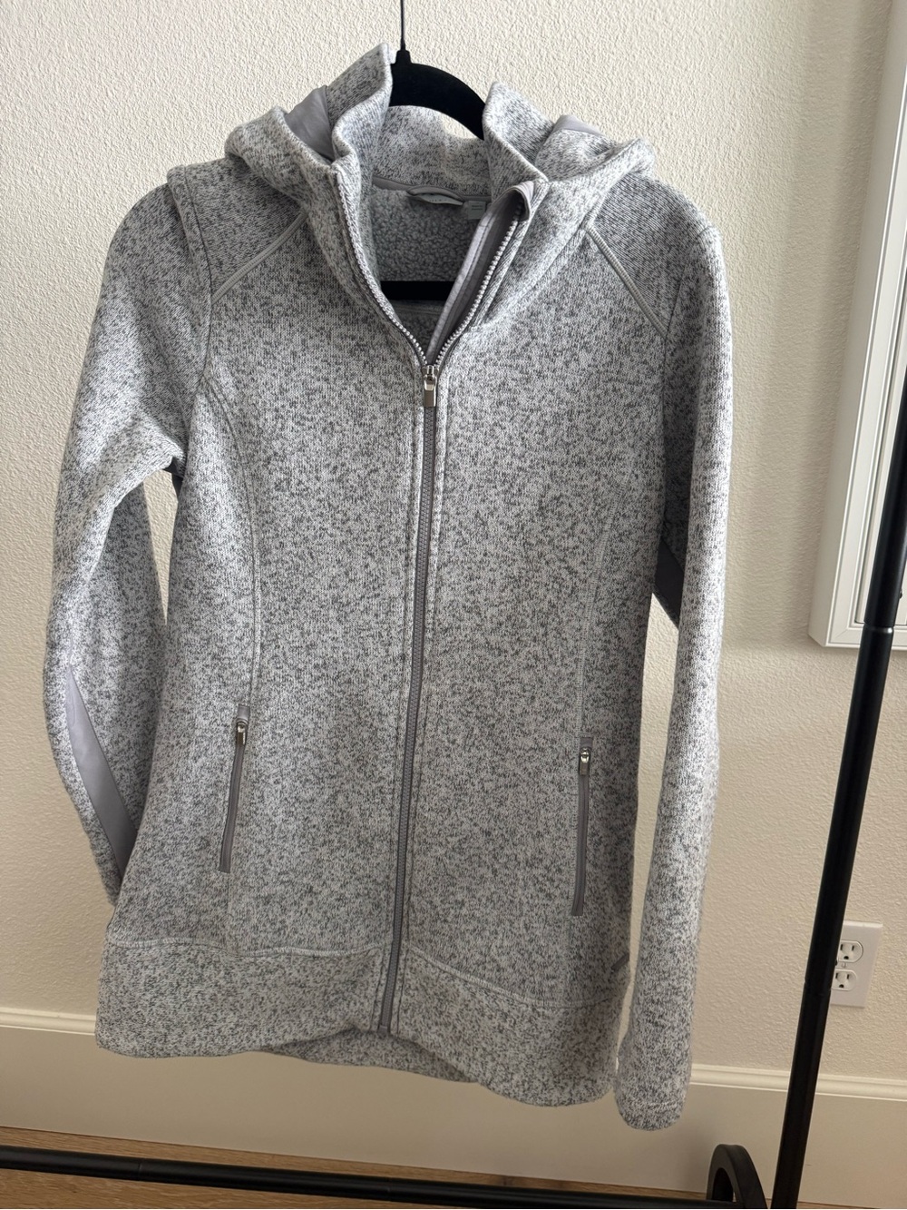 Athleta Light Gray Heather Full-Zip Hooded extra warm long Jacket